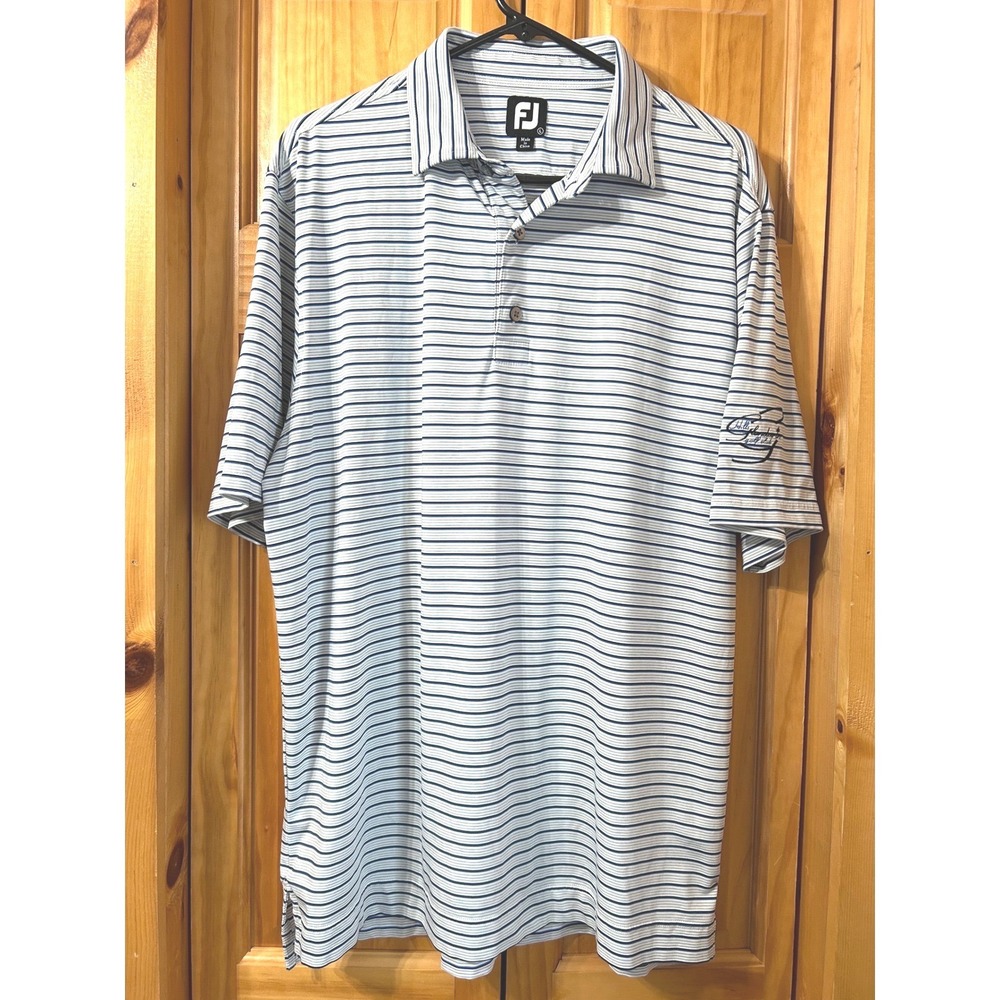 FootJoy Emory Striped Lisle Golf Polo Shirt Size L Performance Moisture-Wicking